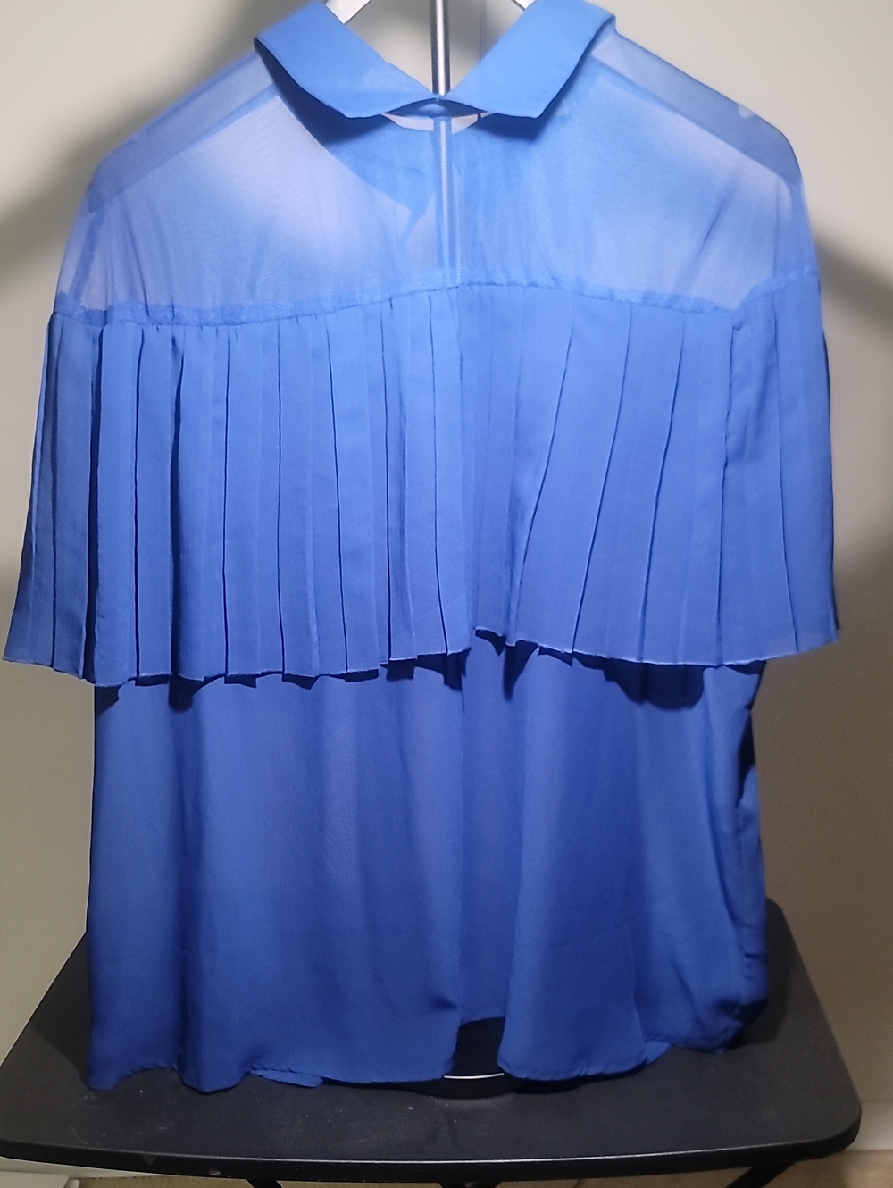 Ashley Stewart Pleated Cape-Front Blouse - Blue